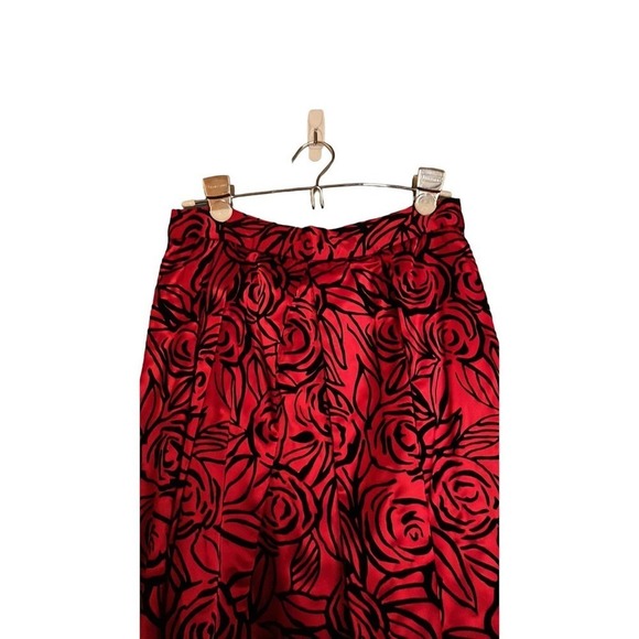 Chetta B Evening Long Formal Red/Black Floral Skirt Size 8 - Picture 4 of 9